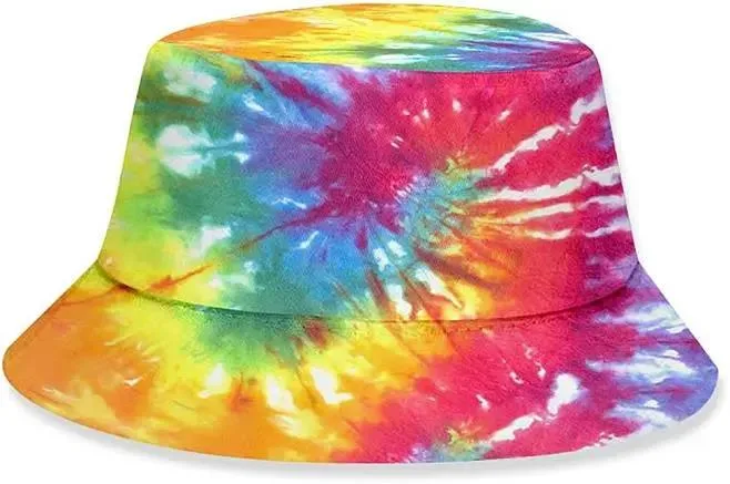 Tie Dye Unisex Reversible Fashion Print Bucket Hat Double-Side-Wear Fisherman Summer Sun Cap