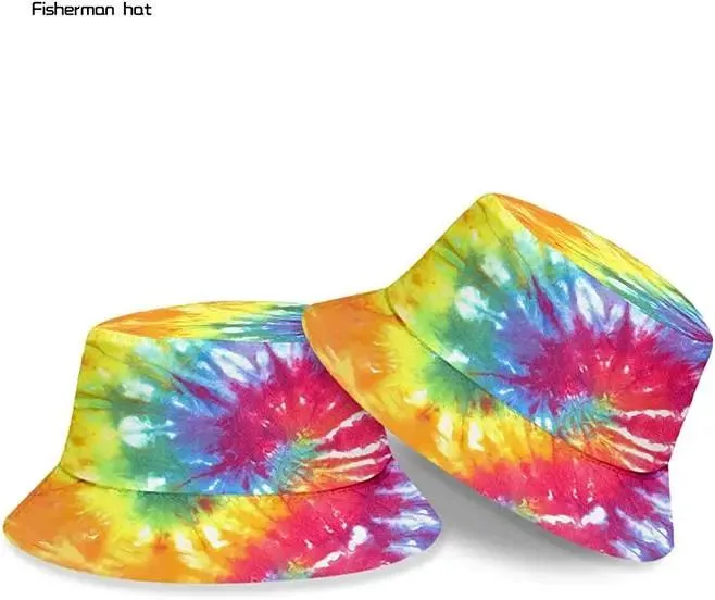 Tie Dye Unisex Reversible Fashion Print Bucket Hat Double-Side-Wear Fisherman Summer Sun Cap