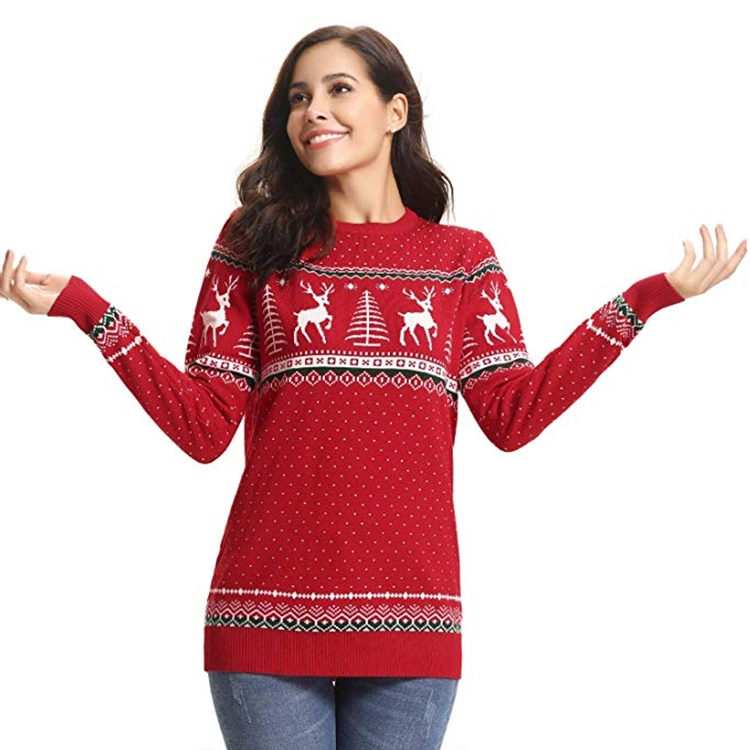 High Quality Unisex Christmas Reindeer Snowflakes Pullover Sweater