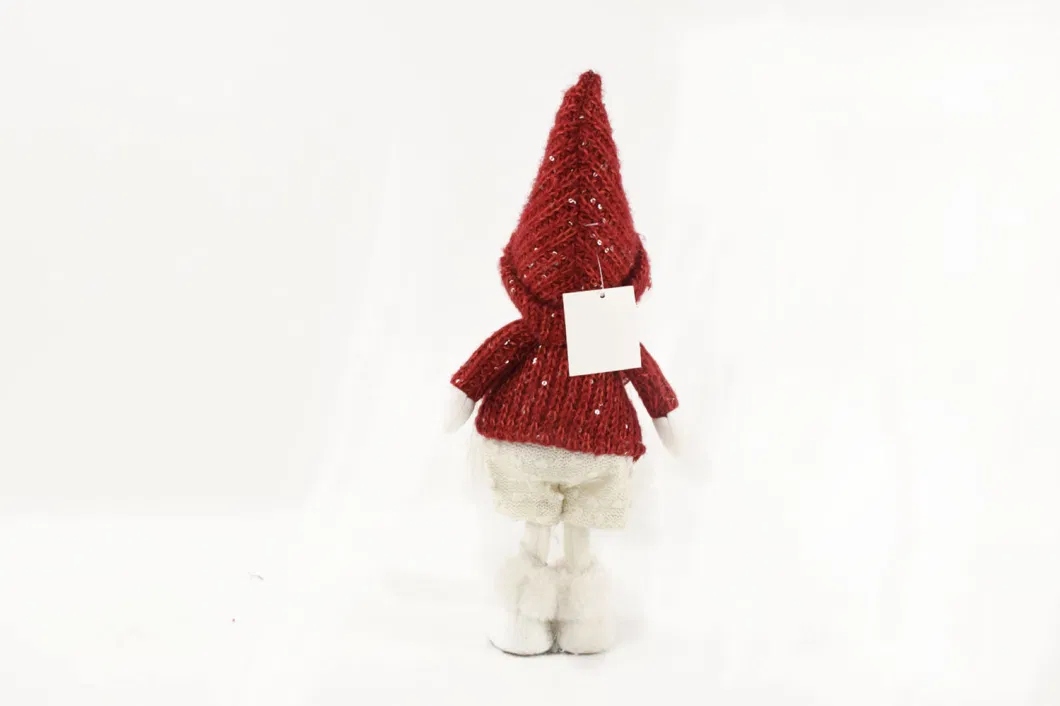 Handmade Xmas Decoration Gifts Girls Knitted Stuffed Red Christmas Doll