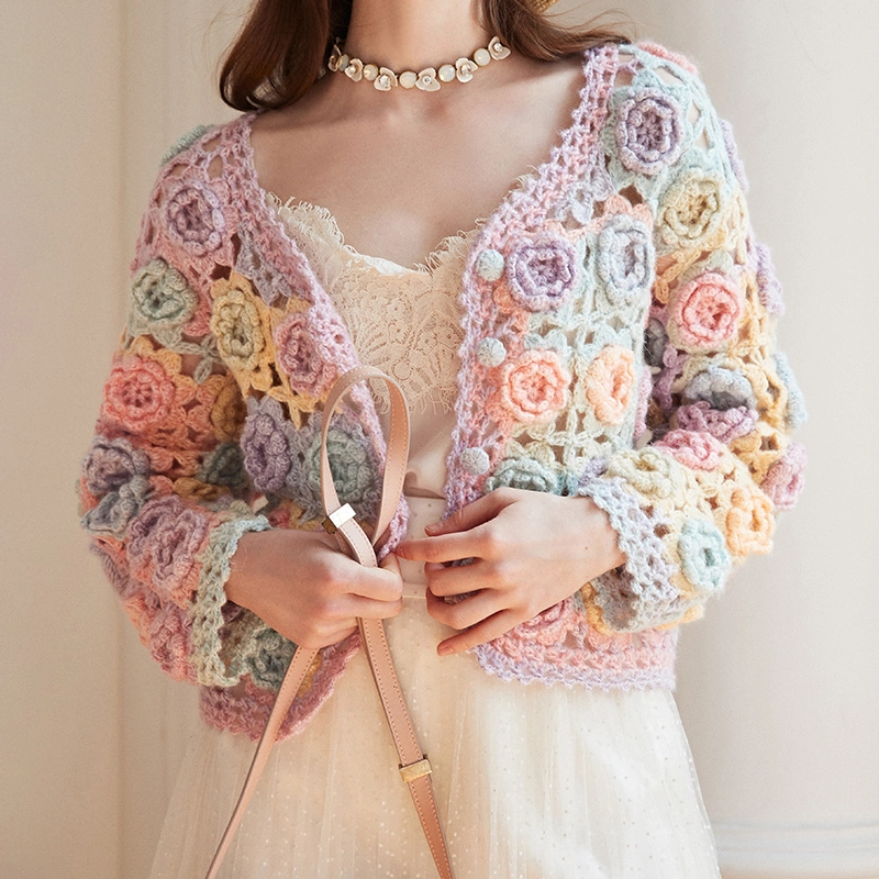 Manufacturer Custom Hand Crochet Women Chandail Lady Wool Pullover Woman Trui Woolen Camisola Wooly Cashmere Customized Fashion Cardigan Woollen Sweater